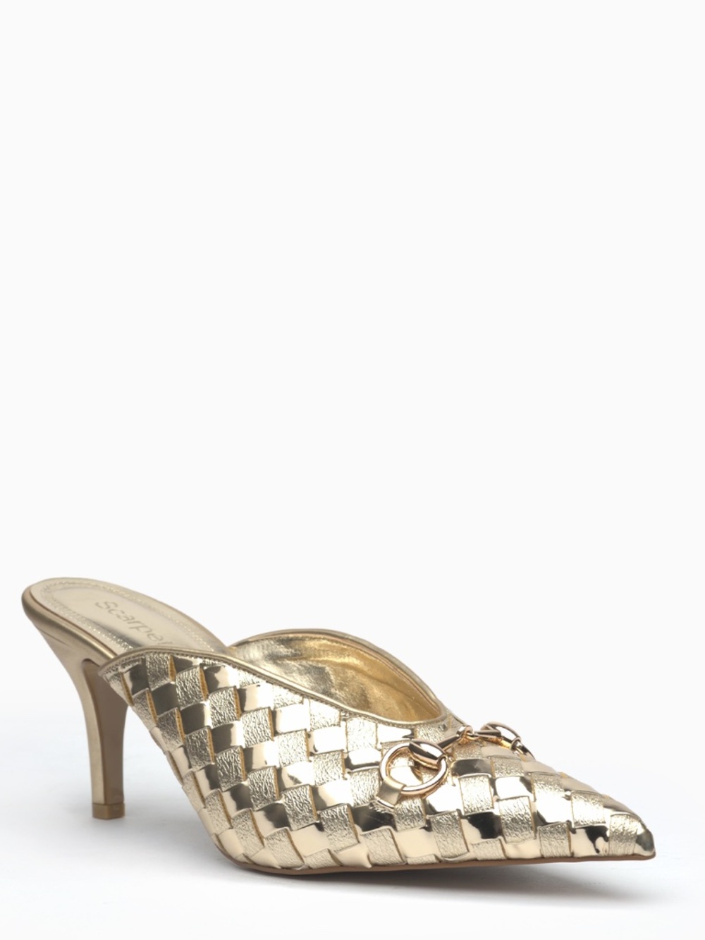 Fiorenza Patent Leather Mule: Basketweave, Horsebit, 75mm Heel